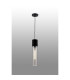 Versailles 12cm Pendant Tubular Glass 1 x E27 Satin Black/Clear/Black Braided Twisted Cable-3