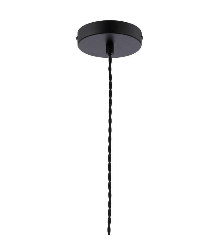 Versailles 12cm Pendant Tubular Glass 1 x E27 Satin Black/Clear/Black Braided Twisted Cable-7