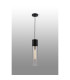 Versailles 12cm Pendant Tubular Glass 1 x E27 Satin Black/Smoke Fade/Black Braided Twisted Cable-3
