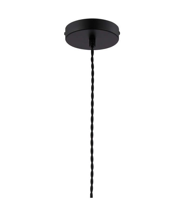 Versailles 12cm Pendant Tubular Glass 1 x E27 Satin Black/Smoke Fade/Black Braided Twisted Cable-7