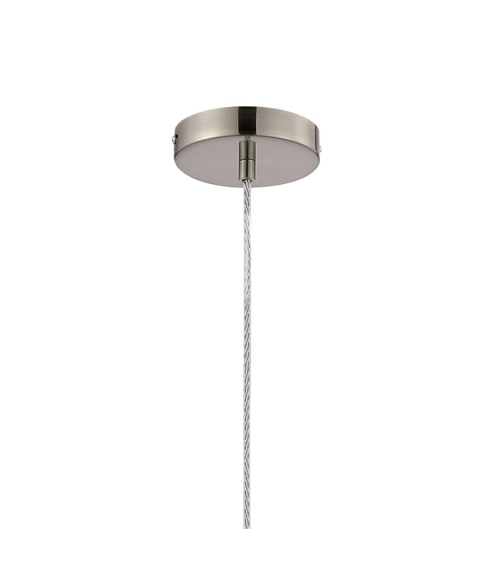 Versailles 12cm Pendant Tubular Glass 1 x E27 Satin Nickel/Cognac/Clear Twisted Cable-7
