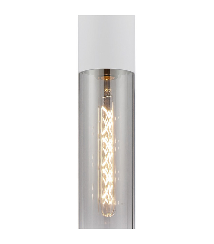 Versailles 12cm Pendant Tubular Glass 1 x E27 Satin White/Smoke Fade/Clear Twisted Cable-6