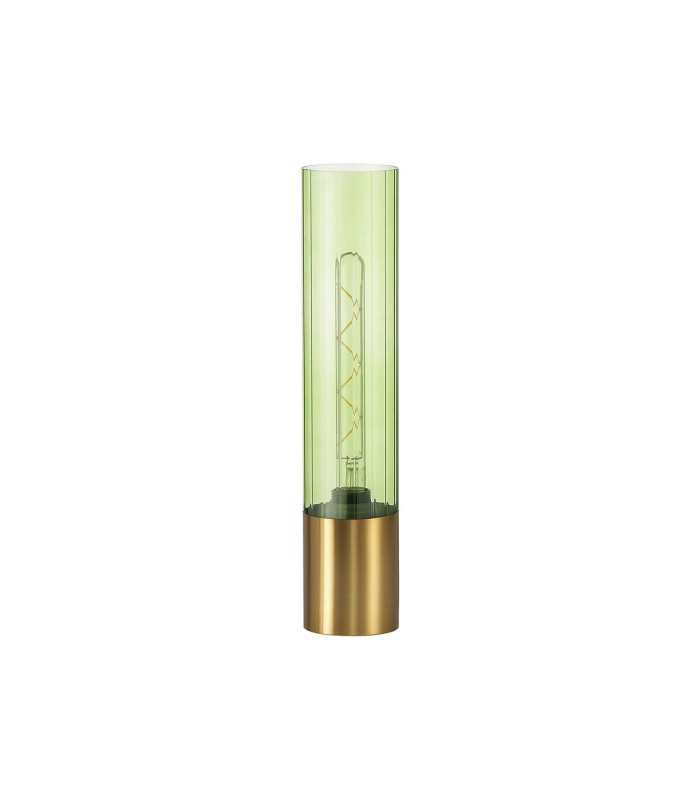 Versailles Table Lamp Tubular Glass 1 x E27 Aged Brass/Green/Black Braided Cable-3