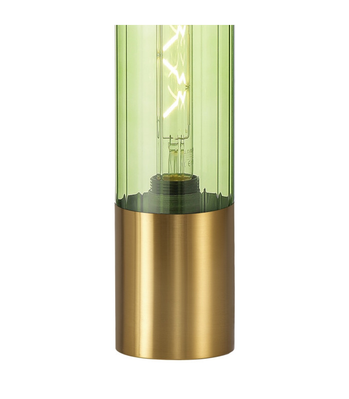 Versailles Table Lamp Tubular Glass 1 x E27 Aged Brass/Green/Black Braided Cable-5