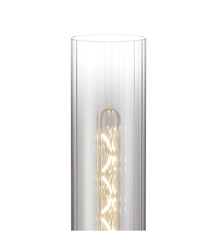 Versailles Table Lamp Tubular Glass 1 x E27 Antique Brass/Smoke Fade/Black Braided Twisted Cable-5