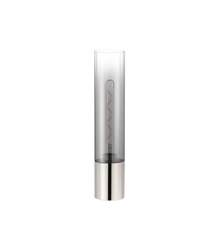 Versailles Table Lamp Tubular Glass 1 x E27 Polished Nickel/Smoke Fade/Dark Grey Braided Cable-4