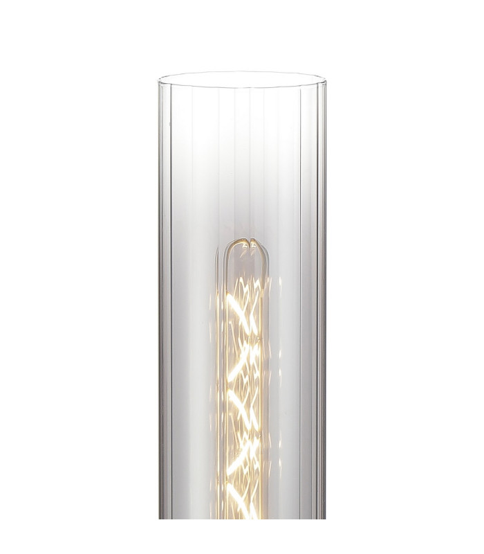 Versailles Table Lamp Tubular Glass 1 x E27 Polished Nickel/Smoke Fade/Dark Grey Braided Cable-5