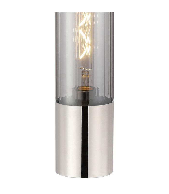 Versailles Table Lamp Tubular Glass 1 x E27 Polished Nickel/Smoke Fade/Dark Grey Braided Cable-6