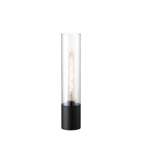 Versailles Table Lamp Tubular Glass 1 x E27 Satin Black/Clear/Black Braided Twisted Cable-1