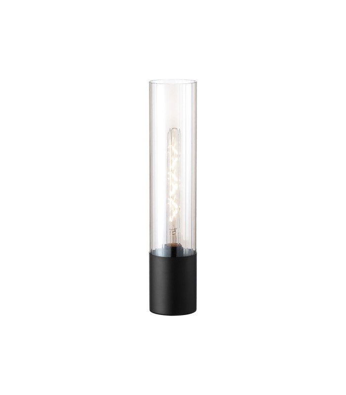 Versailles Table Lamp Tubular Glass 1 x E27 Satin Black/Clear/Black Braided Twisted Cable-1