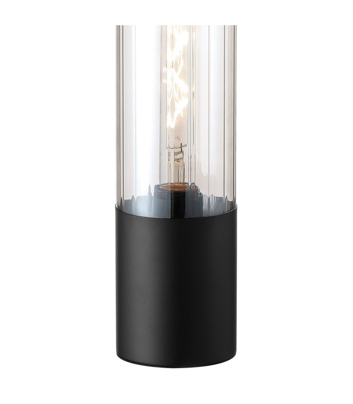 Versailles Table Lamp Tubular Glass 1 x E27 Satin Black/Clear/Black Braided Twisted Cable-6