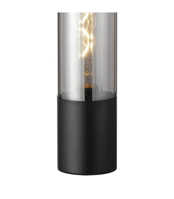 Versailles Table Lamp Tubular Glass 1 x E27 Satin Black/Smoke Fade/Black Braided Twisted Cable-6