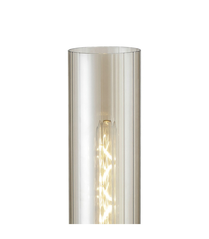 Versailles Table Lamp Tubular Glass 1 x E27 Satin Nickel/Cognac/Clear PVC Cable-5