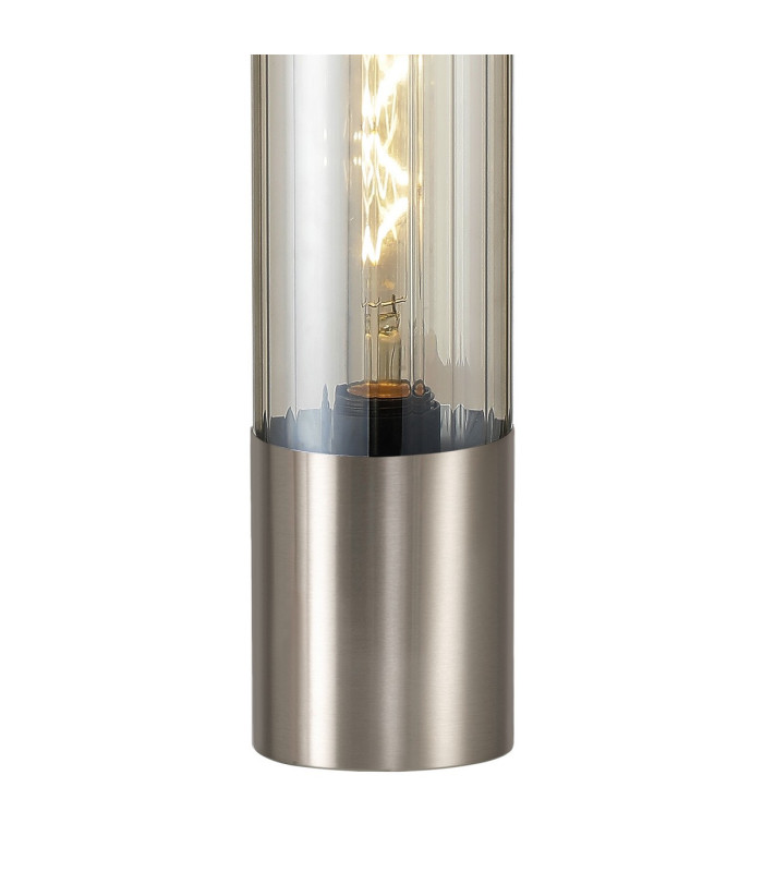 Versailles Table Lamp Tubular Glass 1 x E27 Satin Nickel/Cognac/Clear PVC Cable-6