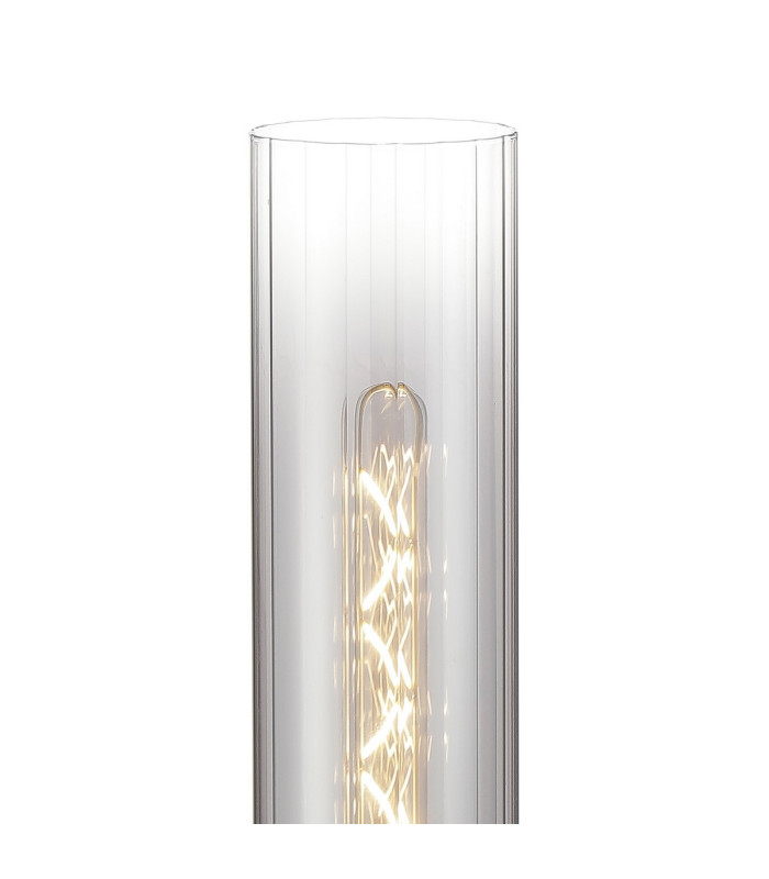 Versailles Table Lamp Tubular Glass 1 x E27 Satin Nickel/Smoke Fade/Clear PVC Cable-5