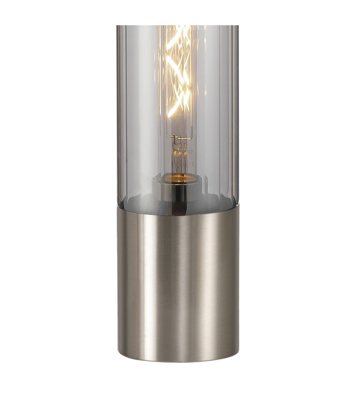 Versailles Table Lamp Tubular Glass 1 x E27 Satin Nickel/Smoke Fade/Clear PVC Cable-6