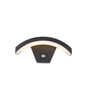 Selkirk Arch Wall Lamp PIR Sensor 1 x 7W LED 3000K 500lm IP54 Matt Black/Opal -1