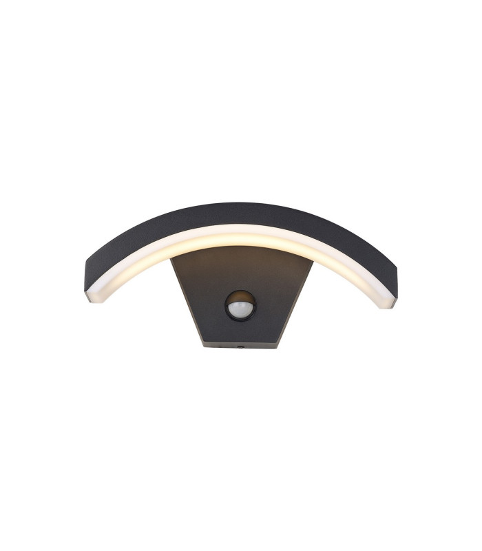Selkirk Arch Wall Lamp PIR Sensor 1 x 7W LED 3000K 500lm IP54 Matt Black/Opal -1
