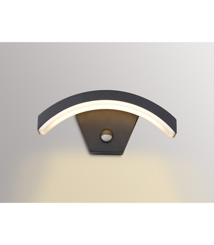 Selkirk Arch Wall Lamp PIR Sensor 1 x 7W LED 3000K 500lm IP54 Matt Black/Opal -3