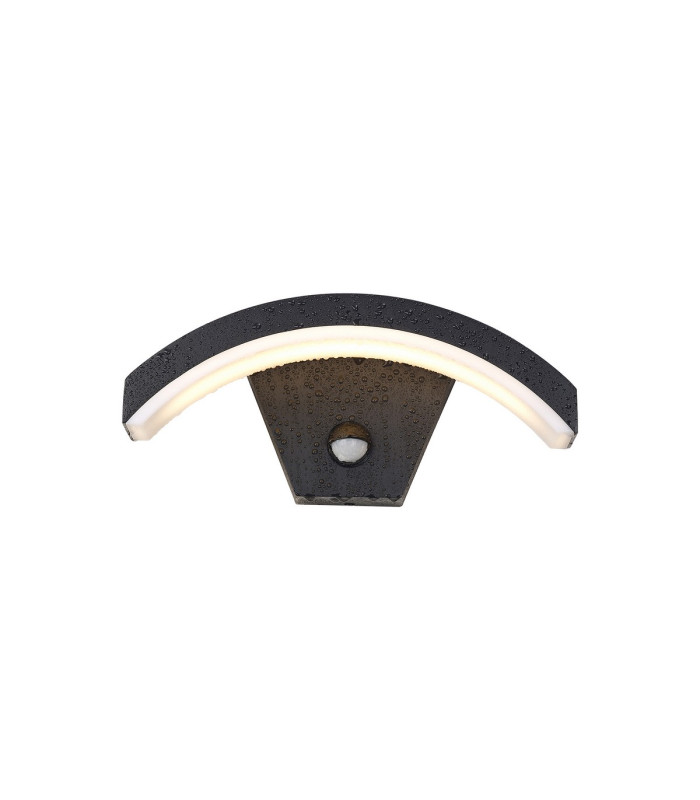Selkirk Arch Wall Lamp PIR Sensor 1 x 7W LED 3000K 500lm IP54 Matt Black/Opal -6