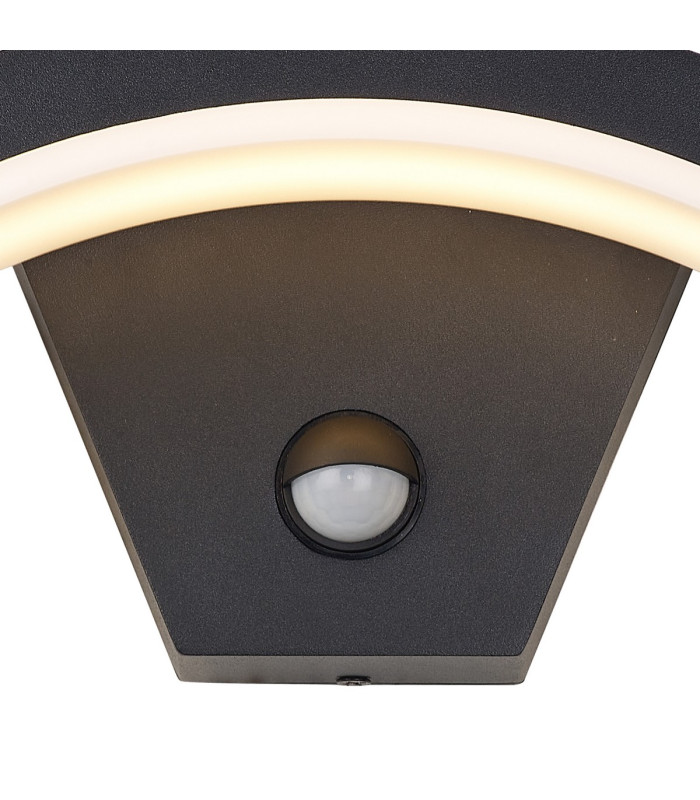 Selkirk Arch Wall Lamp PIR Sensor 1 x 7W LED 3000K 500lm IP54 Matt Black/Opal -8