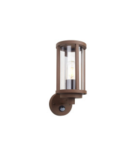 Selkirk Cylinder Wall Lamp PIR Sensor 1 x E27 IP44 Dark Brown/Clear -1