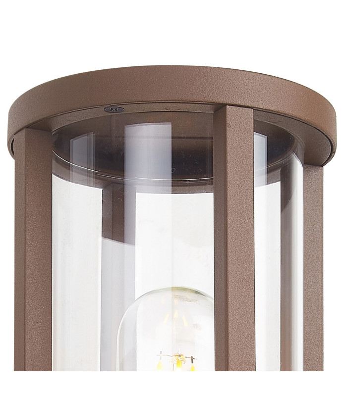 Selkirk Cylinder Wall Lamp PIR Sensor 1 x E27 IP44 Dark Brown/Clear -6