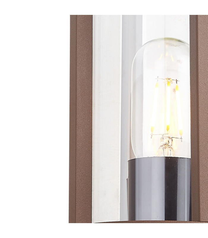 Selkirk Cylinder Wall Lamp PIR Sensor 1 x E27 IP44 Dark Brown/Clear -8