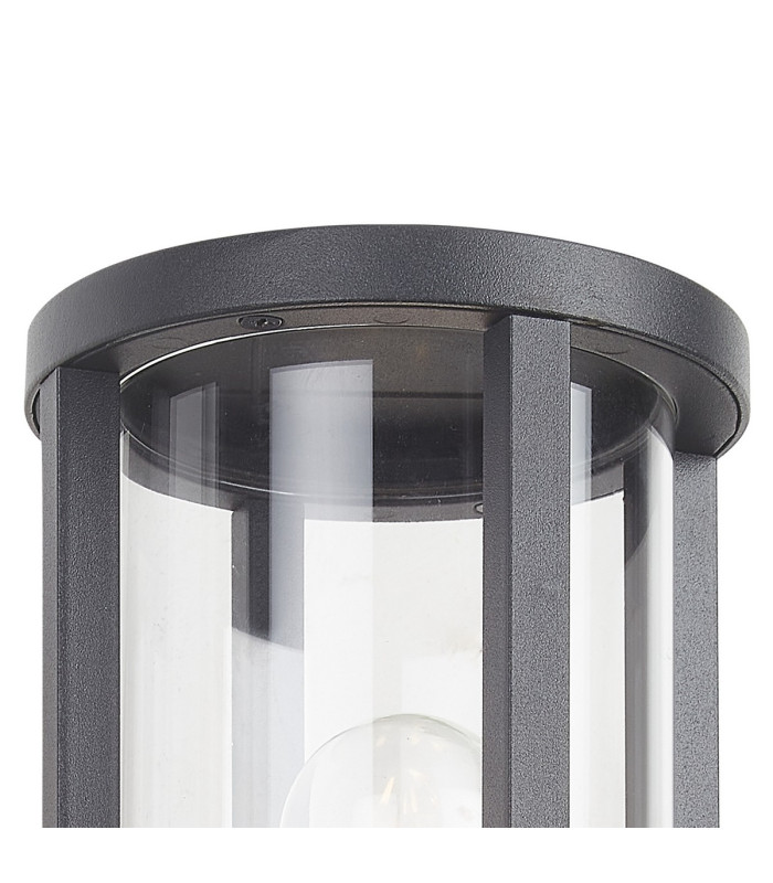 Selkirk Cylinder Wall Lamp PIR Sensor 1 x E27 IP44 Matt Black/Clear -6
