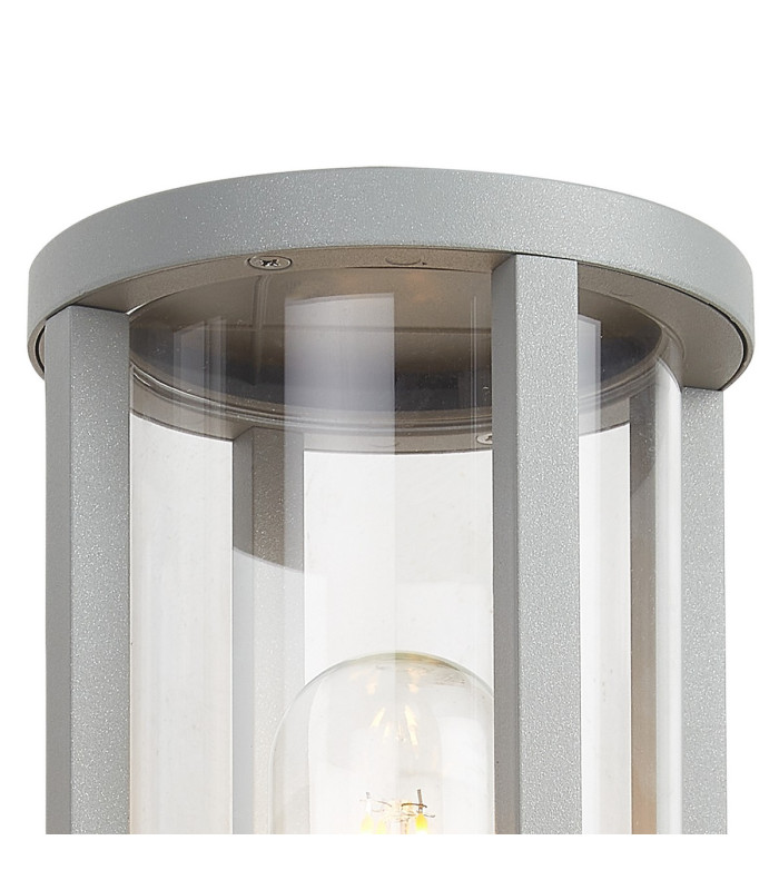 Selkirk Cylinder Wall Lamp PIR Sensor 1 x E27 IP44 Matt Silver/Clear -6