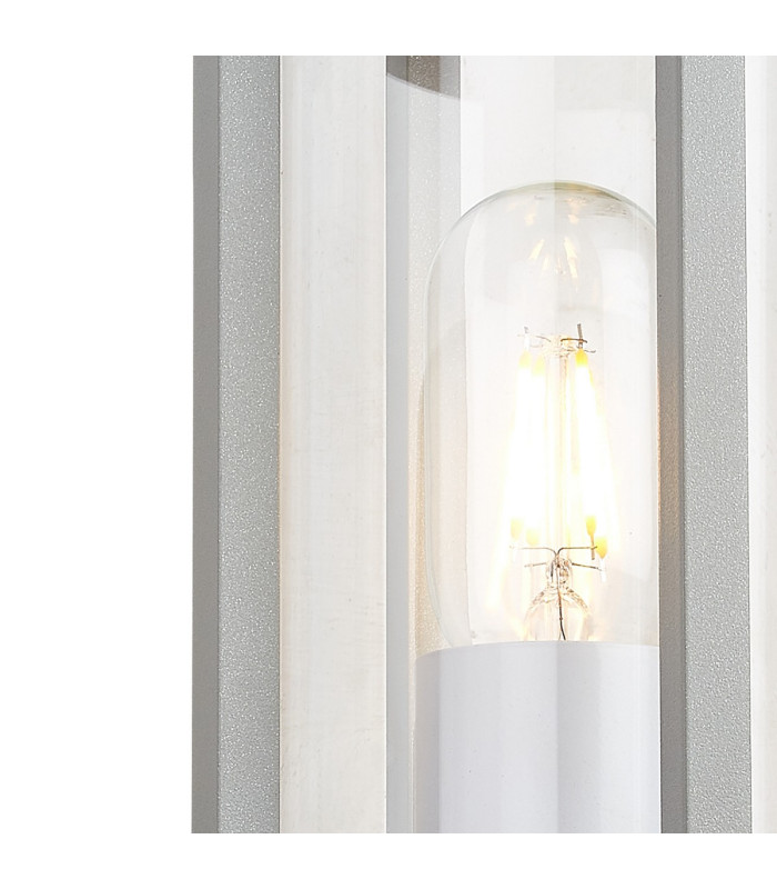 Selkirk Cylinder Wall Lamp PIR Sensor 1 x E27 IP44 Matt Silver/Clear -8