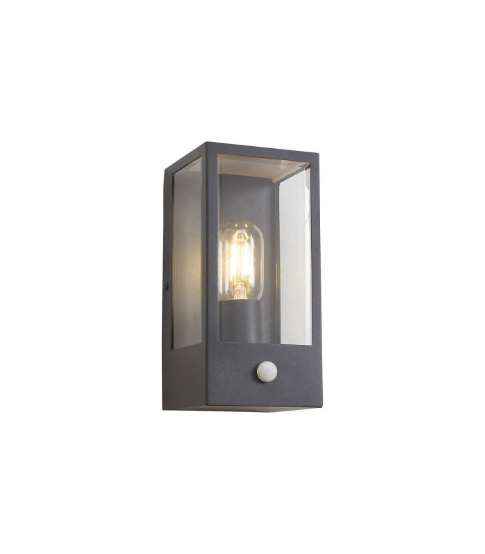 Selkirk Rectangular Case Wall Lamp PIR Sensor 1 x E27 IP44 Dark Grey -1