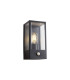 Selkirk Rectangular Case Wall Lamp PIR Sensor 1 x E27 IP44 Matt Black/Clear -1