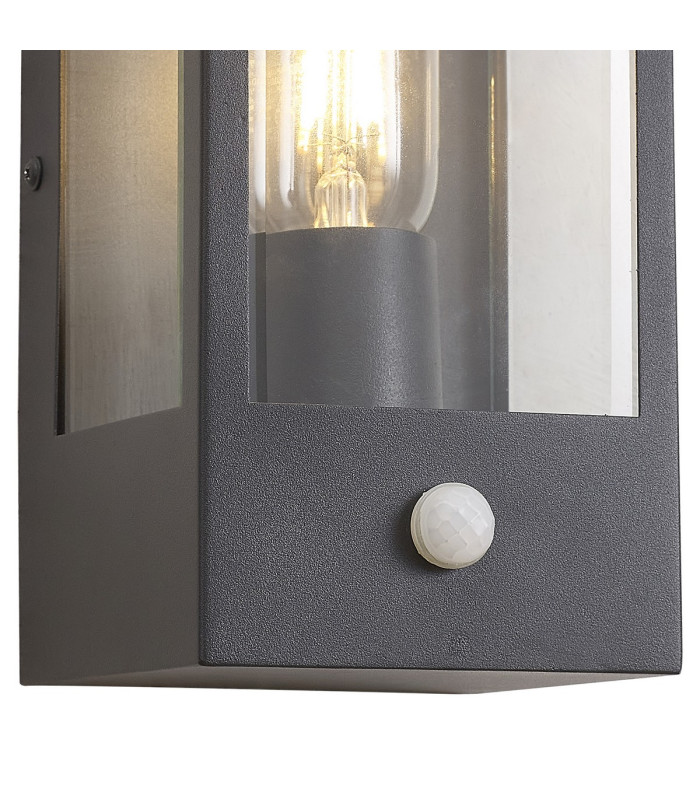 Selkirk Rectangular Case Wall Lamp PIR Sensor 1 x E27 IP44 Dark Grey -6
