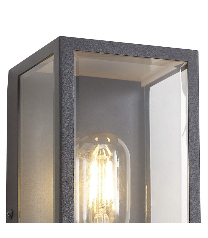 Selkirk Rectangular Case Wall Lamp PIR Sensor 1 x E27 IP44 Dark Grey -7