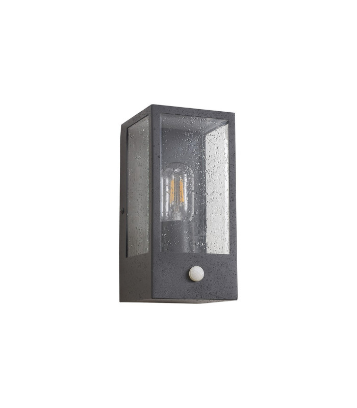 Selkirk Rectangular Case Wall Lamp PIR Sensor 1 x E27 IP44 Dark Grey -9
