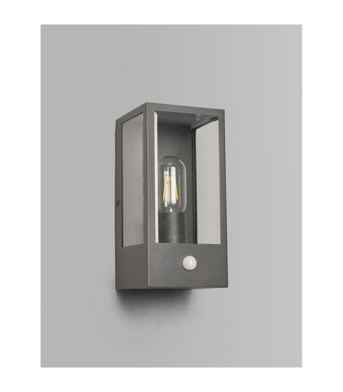 Selkirk Rectangular Case Wall Lamp PIR Sensor 1 x E27 IP44 Dark Grey -10