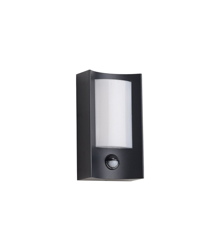 Selkirk Rectangular Curve Wall Lamp PIR Sensor 1 x 6W LED 3000K 400lm IP54 Matt Black/Opal -4