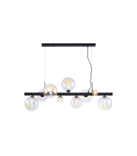 Marshall Linear Pendant 9 x G9 Satin Black Iridescent Plated Glass-1