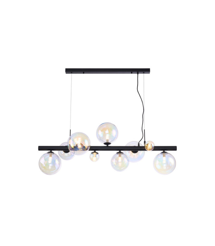 Marshall Linear Pendant 9 x G9 Satin Black Iridescent Plated Glass-1