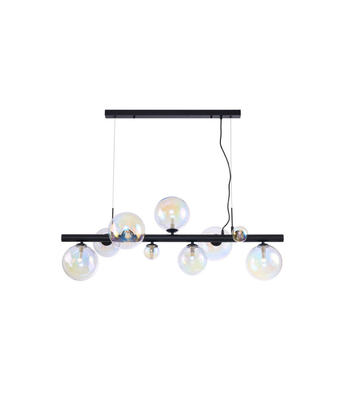Marshall Linear Pendant 9 x G9 Satin Black Iridescent Plated Glass-4
