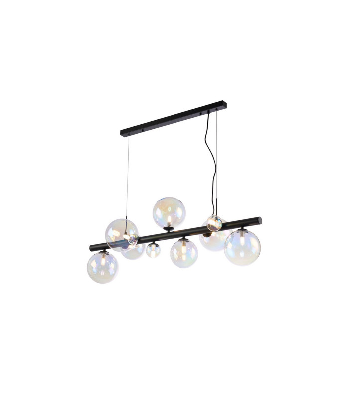 Marshall Linear Pendant 9 x G9 Satin Black Iridescent Plated Glass-5
