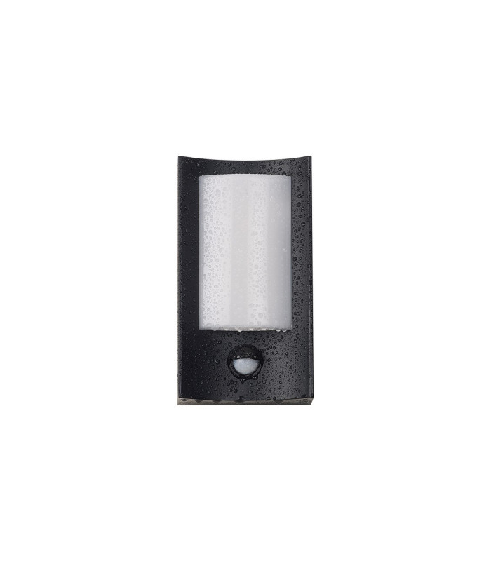 Selkirk Rectangular Curve Wall Lamp PIR Sensor 1 x 6W LED 3000K 400lm IP54 Matt Black/Opal -10