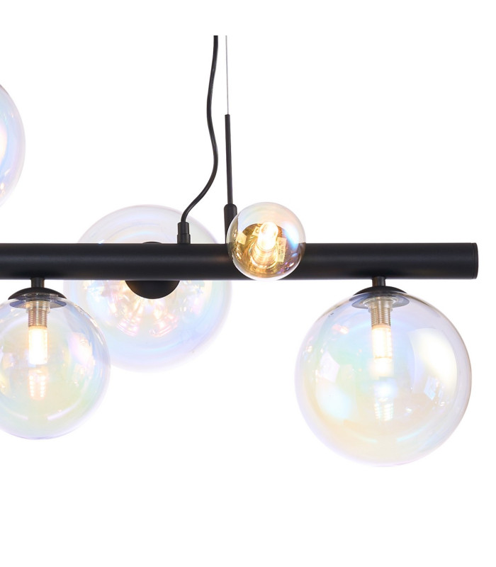 Marshall Linear Pendant 9 x G9 Satin Black Iridescent Plated Glass-6