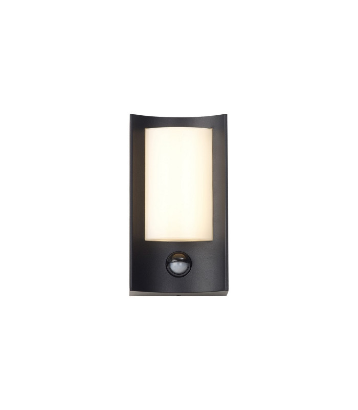 Selkirk Rectangular Curve Wall Lamp PIR Sensor 1 x 6W LED 3000K 400lm IP54 Matt Black/Opal -12