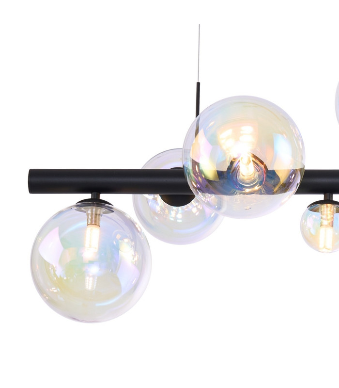 Marshall Linear Pendant 9 x G9 Satin Black Iridescent Plated Glass-8