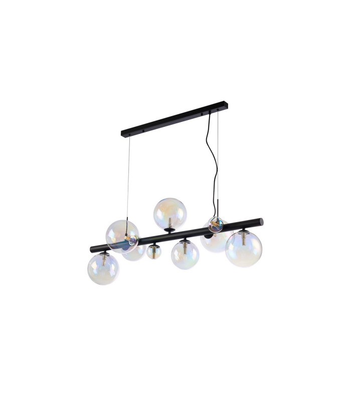 Marshall Linear Pendant 9 x G9 Satin Black Iridescent Plated Glass-9