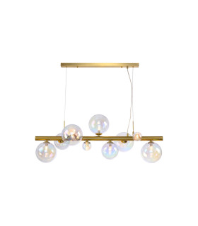 Marshall Linear Pendant 9 x G9 Satin Gold Iridescent Plated Glass-1