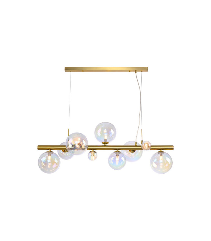 Marshall Linear Pendant 9 x G9 Satin Gold Iridescent Plated Glass-1