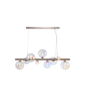 Marshall Linear Pendant 9 x G9 Satin Nickel Iridescent Plated Glass-1
